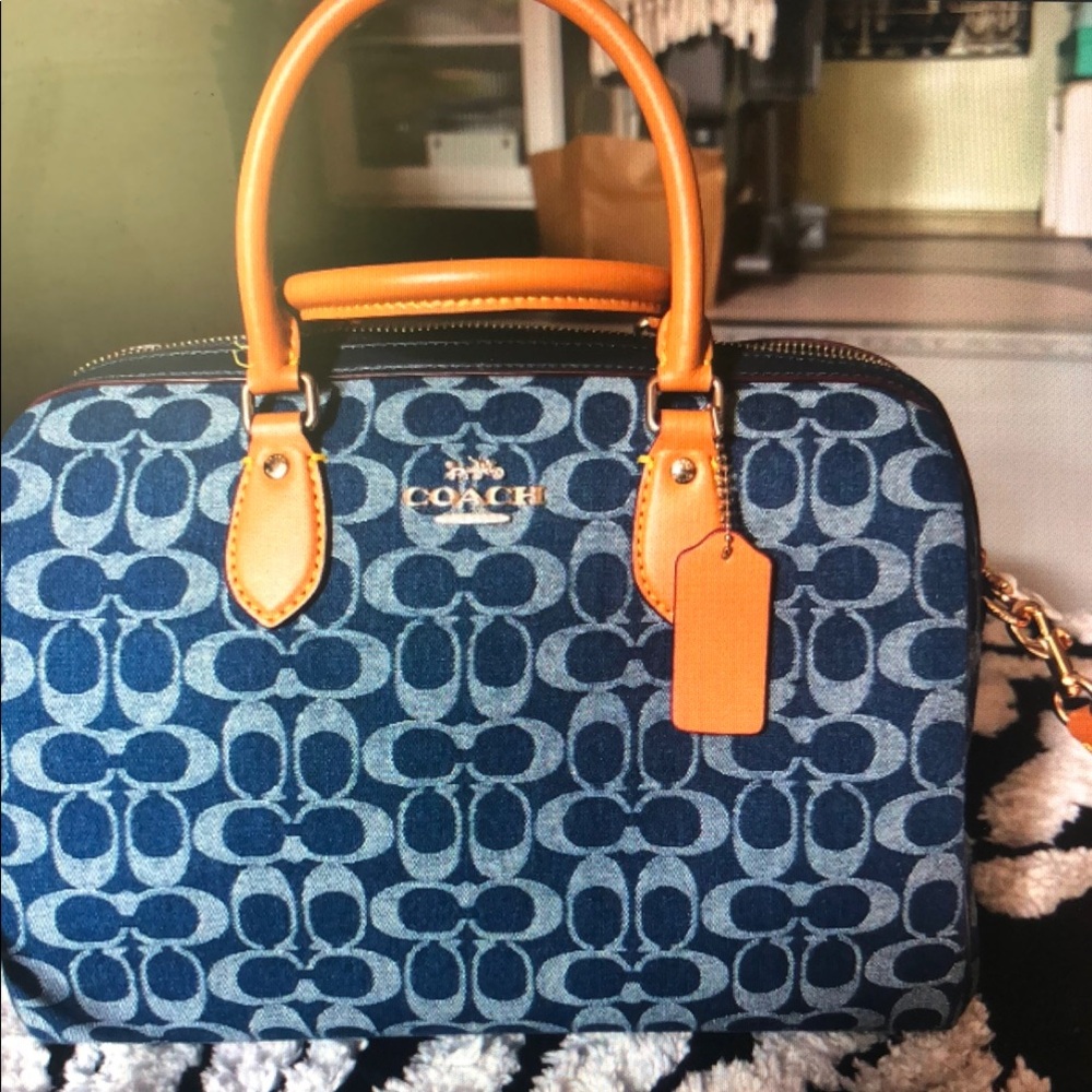 Coach Rowan Satchel Bag In Signature Denim Canvas NWT CY699